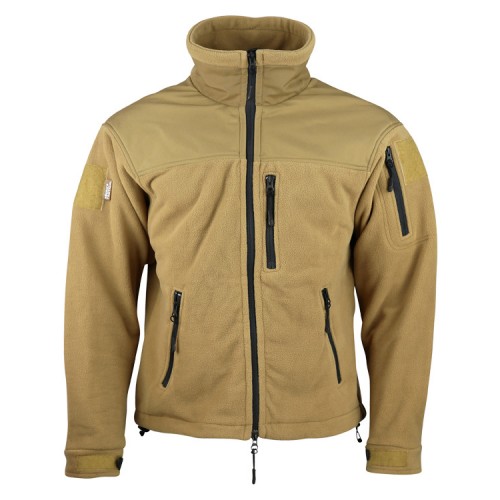 Kombat UK Defender Tactical (Fleece) (Coyote), The Defender Tactical Fleece from Kombat UK is a stylish full-zip tactical fleece, constructed out of water resistant polyester (for the shoulder panels), and 400g thermal fleece for the main body